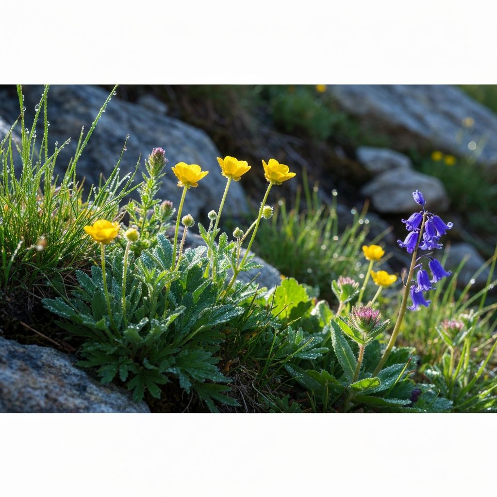 Alpine Kräuter auf Bergwiese